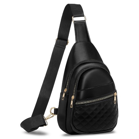 Unique Bargains PU Leather Hiking Cycling Convertible Anti-Theft Mini Sling Bag Black