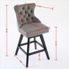 DSVIMOY Counter and Bar Stool Set of 2 Swivel Velvet Barstools with Button Tufted and Wooden Legs for Kitchen, Light Blue, 25.5"*18.1"*18.9" - 3 of 4