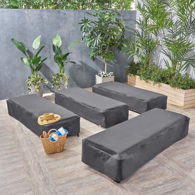 Gray Waterproof Fabric Outdoor Chaise Lounge Cover
