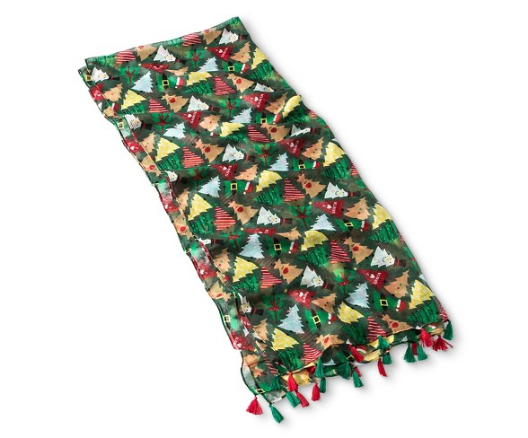 Women's Christmas Tree Scarf Green - Manhattan Scarf Co.