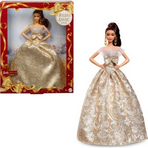 Barbie Signature 2025 Holiday Barbie Fashion Doll, Seasonal Collector, Light Brown Hair with Silver & Gold Gown - 1 of 4