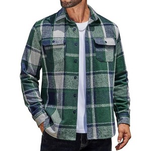 COOFANDY Mens Flannel Shirts Long Sleeve Plaid Shirt Jacket Button Down Shirt with Pockets - 1 of 4