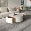 Round Coffee Table with 2 Storage Drawers,White Sintered Stone Coffee Table, Modern Durable Metal Frame Accent Table Perfect for Living Room or Office - 3 of 4