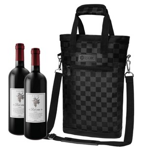 OPUX Two Bottle Wine Bag Carrier Tote, Insulated Leakproof Cooler Travel BYOB Picnic, Gift Men Women Birthday Christmas - 1 of 4