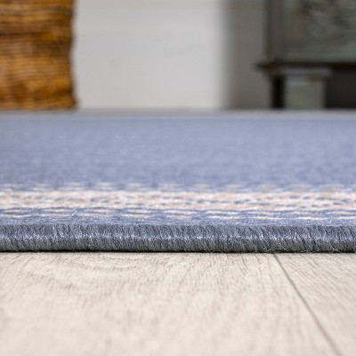 Lucia 3' x 5' Blue Synthetic Diamond Border Area Rug
