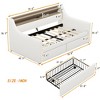 NicBex Twin Size Daybed with 2 Drawers,Upholstered Daybed with Charging Station and LED Lights for Bedroom,Living Room,Apartment,White - 3 of 4