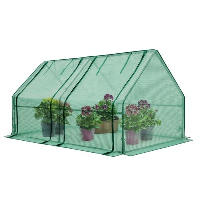 EAGLE PEAK Tunnel Greenhouse,Zipper Doors,Green PE Cover