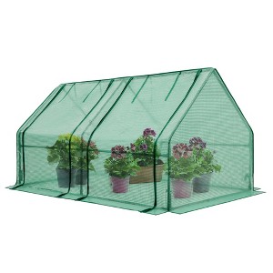 EAGLE PEAK Tunnel Greenhouse,Zipper Doors,Green PE Cover - 1 of 4