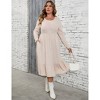 Clearlove Women's Fall Winter Dress Plus Size Round Neck Long Sleeve A Line Flowy Ribbed Knit Dresses - 2 of 4