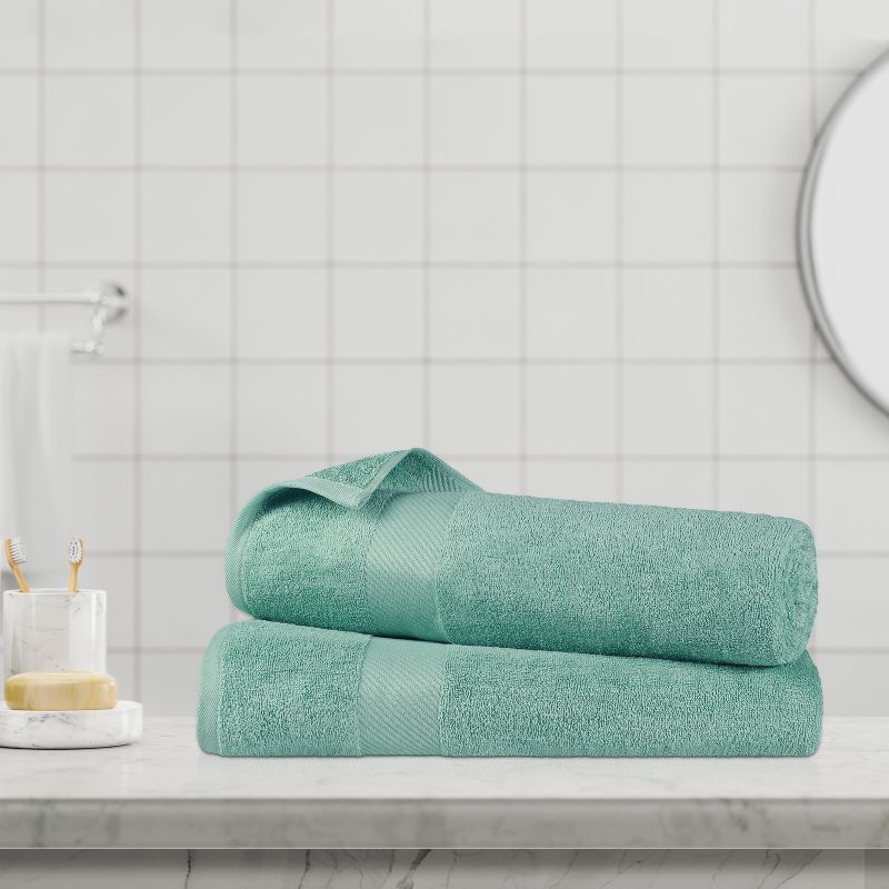 Modern Solid Classic Premium Luxury Cotton 2 Piece Bath Sheet Towel Set by Blue Nile Mills, 2 of 6