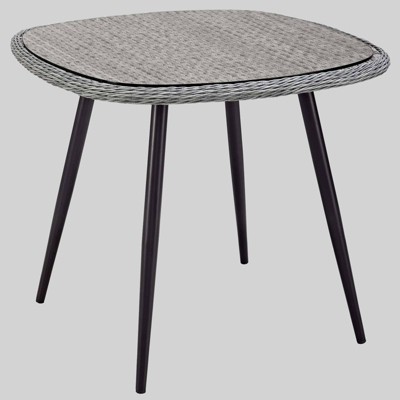 Endeavor 36" Wicker Rattan Square Patio Dining Table Gray - Modway