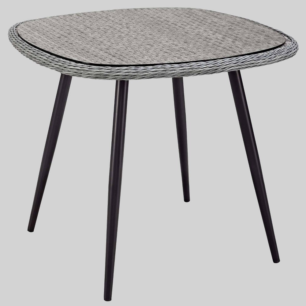 Endeavor 36″ Wicker Rattan Square Patio Dining Table Gray – Modway  – Patio Decor​
