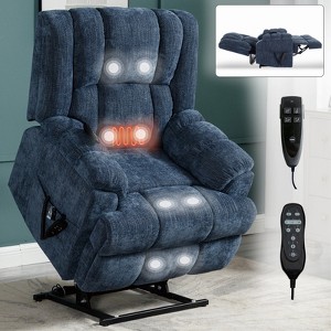 MAYEERTY Electric Power Lift Recliner Massage Chair with Power-Remote, Dual Motor Heat Massage Infinite Position Medium-firm and Heavy Duty, Blue - 1 of 4