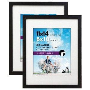 Americanflat Picture Frame in Black MDF / Lead Free Shatter Resistant Glass Horizontal and Vertical Formats for Wall - 11" x 14" - Pack of 2 - 1 of 4