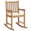 vidaXL Rocking Chair Outdoor Patio Rocking Chair with Cushion Solid Wood Teak - Cream - 2 of 4