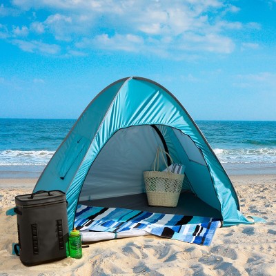 Blue 2-Person Pop-Up Beach Tent with Carry Bag