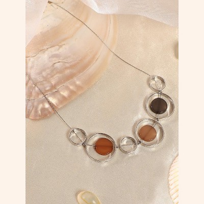 SOHI Women's Metallic Silver The Orb Collar Necklace
