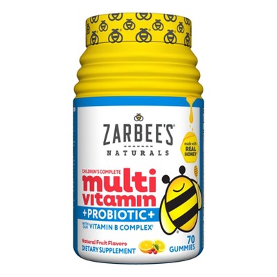 Zarbee's Naturals Children's Complete Multivitamin + Probiotic Gummies - Natural Fruit Flavor - 70ct