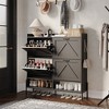 CuisinSmart Shoe Cabinet with 4 Flip Drawers, Narrow Entryway Rack, Shoe Rack with Open Storage for Hallway, Living Room, Black - 4 of 4