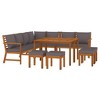 vidaXL Rustic Patio Dining Set with Cushions - 11-Piece Outdoor Furniture, Acacia Wood Construction, Modular Design, Comfortable Seating - 3 of 4
