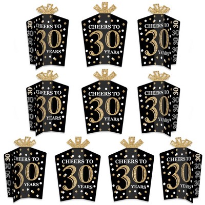 Big Dot of Happiness Adult 30th Birthday - Gold - Table Decorations - Birthday Party Fold and Flare Centerpieces - 10 Count