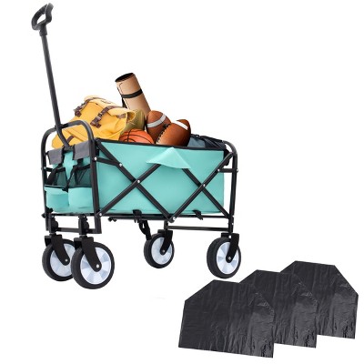 YONWAY Multi-use Wagon,Collapsible Foldable Wagon Cart Beach Wagon for for Camping 3pcs Plastic Liner Bag/Cover