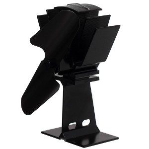 Gardenised Black Indoor Heat Powered Aluminum 2-Blade Wood Stove Fan for Increasing Burning Fireplace - 1 of 4