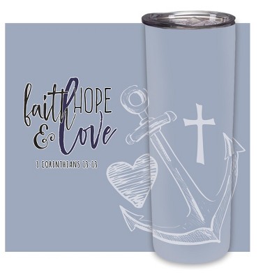 Elanze Designs Faith Hope Love Anchor Dusty Lavender 20 ounce Stainless Steel Travel Tumbler