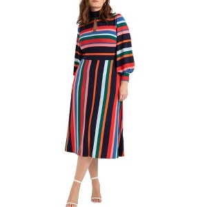 ELOQUII Women's Plus Size A-Line Dress With Puff Sleeves - 1 of 4