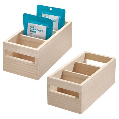 iDesign Paulownia Wood Divided Pantry Bin - Set of 2 - Natural