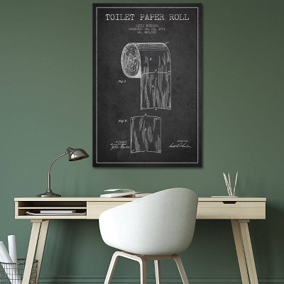 Toilet Paper Charcoal Patent Blueprint Canvas Wall Art