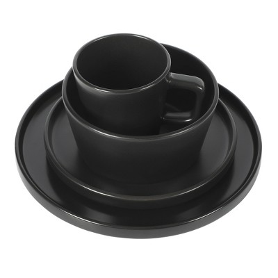 Matte Black Ceramic Stoneware Dinnerware Set - Service for 8