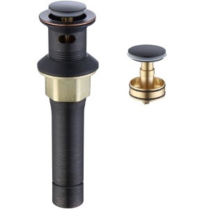 Oil Rubbed Bronze Pop-Up Drain with Overflow �C Anti-Clogging, Stainless Steel for Vessel & Vanity Sinks, Includes Strainer Basket - 1 of 4