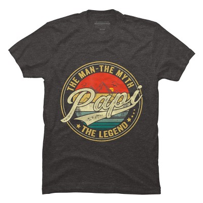 Men's Design By Humans Vintage Sunset Papi, The Man, Myth, Legend By COVI T-Shirt