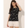 INSPIRE CHIC Women's Chiffon Short Sleeve Ruffled Trim Floral Blouse - 3 of 4