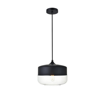 Elegant Lighting Ashwell 1 Light Black Pendant With Clear Glass