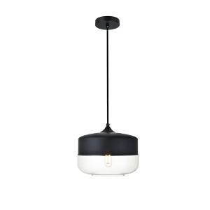 Elegant Lighting Ashwell 1-Light Black Pendant with Clear Glass Shade - 1 of 4