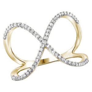 1/7 CT. T.W. Round-Cut White Diamond Prong Set Geometric Ring in Gold Over Silver (8), Women