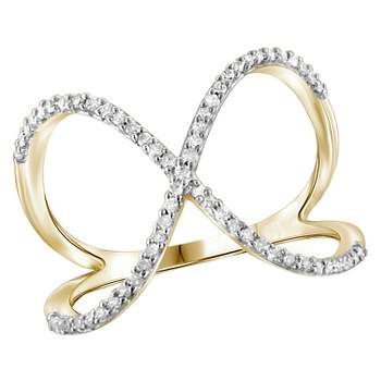 1/7 CT. T.W. Round-Cut White Diamond Prong Set Geometric Ring in Gold Over Silver (8)