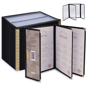WeChef 30 Pcs Menu Covers 8.5x11" 3 Page 6 View & 4.25x11" Half Page Wine List - 1 of 4