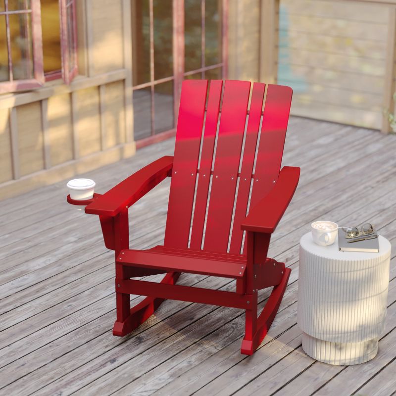 Flash Furniture Halifax HDPE Adirondack Chair with Cup Holder and Pull Out Ottoman, All-Weather HDPE Indoor/Outdoor Chair, 5 of 13