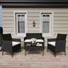 homfan 4 Pieces Outdoor Patio Furniture Sets, Rattan Patio Table and Chairs Set with Cushion and Coffee Table, Outdoor Furniture Bistro Set - 2 of 4
