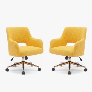 WestinTrends Genevieve Mid-Century Modern Swivel Office Chair With Wheels (Set Of 2) - 1 of 4