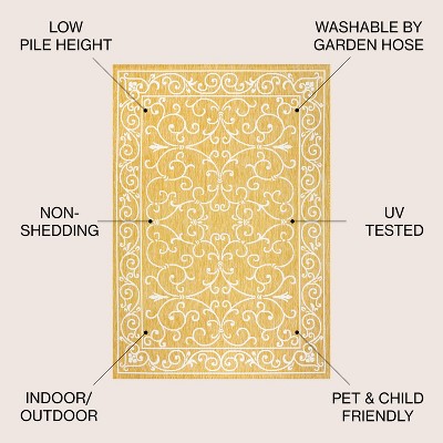 Charleston Yellow and Cream Synthetic 8' x 10' Area Rug