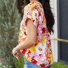 Amaryllis Women’s Floral V-Neck Pleated Blouse Short Cuffed Sleeves Relaxed Fit Lightweight Spring Summer Top- X Large ,Multicolored - 4 of 4