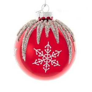 Kurt Adler 80MM Red and Silver Snowflake Ball Ornaments, 6 Piece Set - 1 of 4