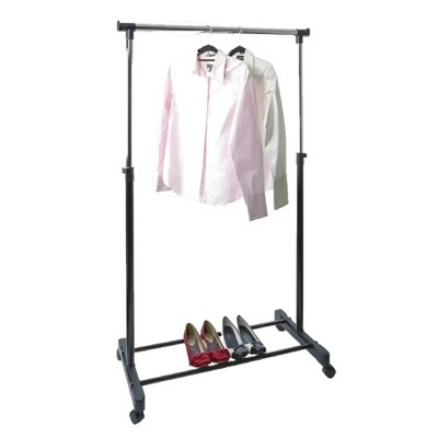 J v Textiles Double Rod Clothing Garment Rack Rolling Clothes Organizer On Wheels For Hanging Clothes Target