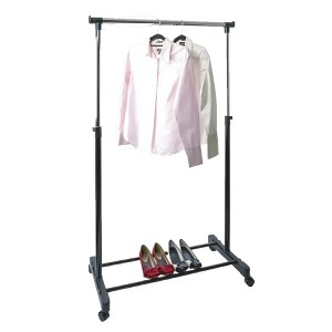 J&V TEXTILES Double Rod Clothing Garment Rack, Rolling Clothes Organizer on Wheels for Hanging Clothes - 1 of 3