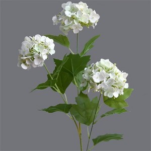 Attop Hand feel 3 heads small Hydrangea branch with green leaves silk Artificial Flowers for Wedding home decoration - 1 of 4