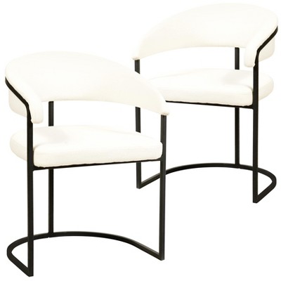 Aero Upholstered Dining Chair Curved Back Design Padded Seat in Iron Set of 2